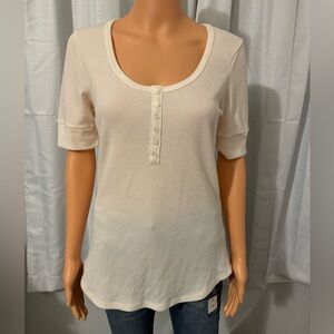 Cute Fifth Ray size L cream waffle knit short sleeve shirt new